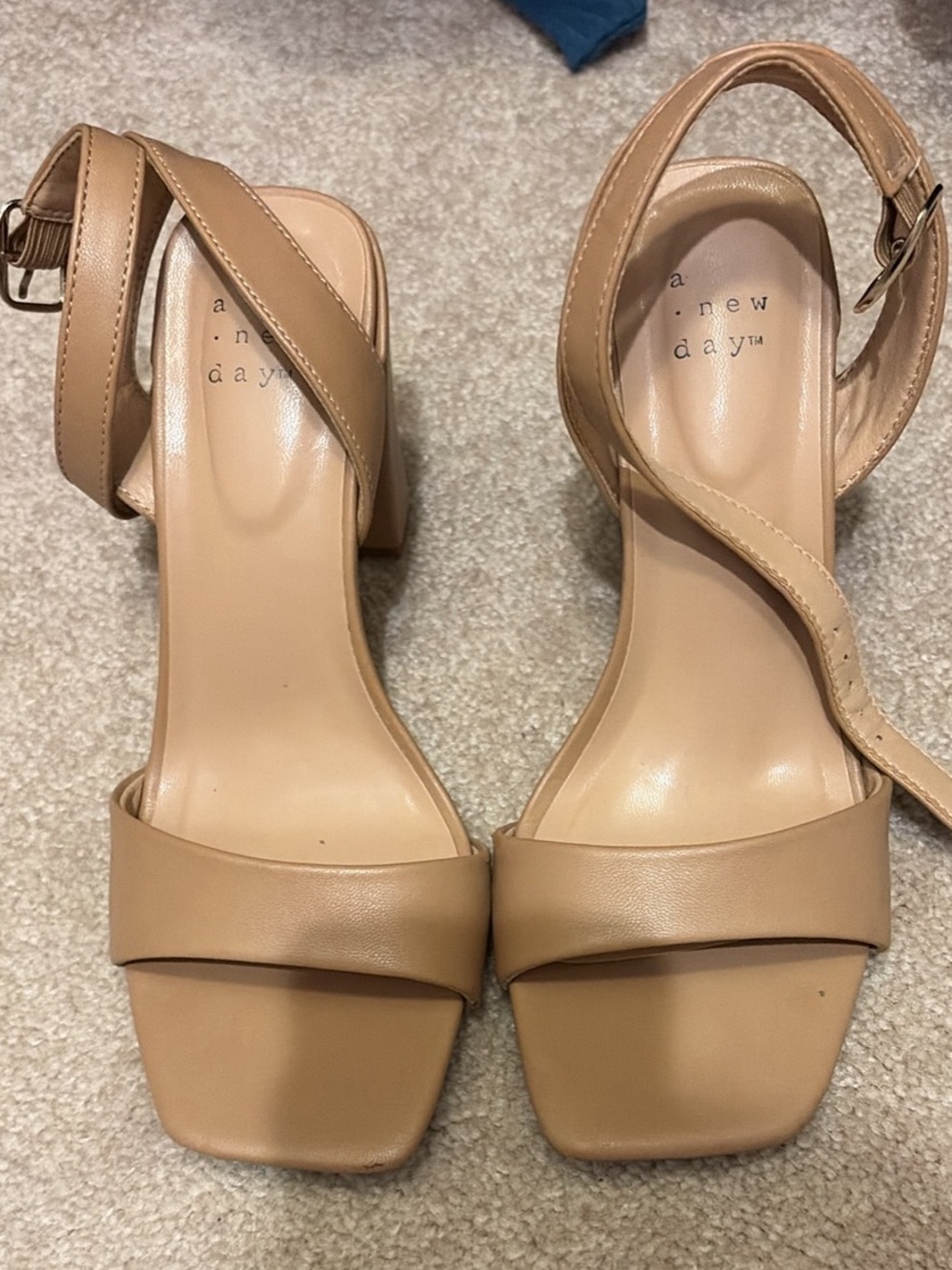 a new day Neutral Tan Square-Toe Block Heel Sandals